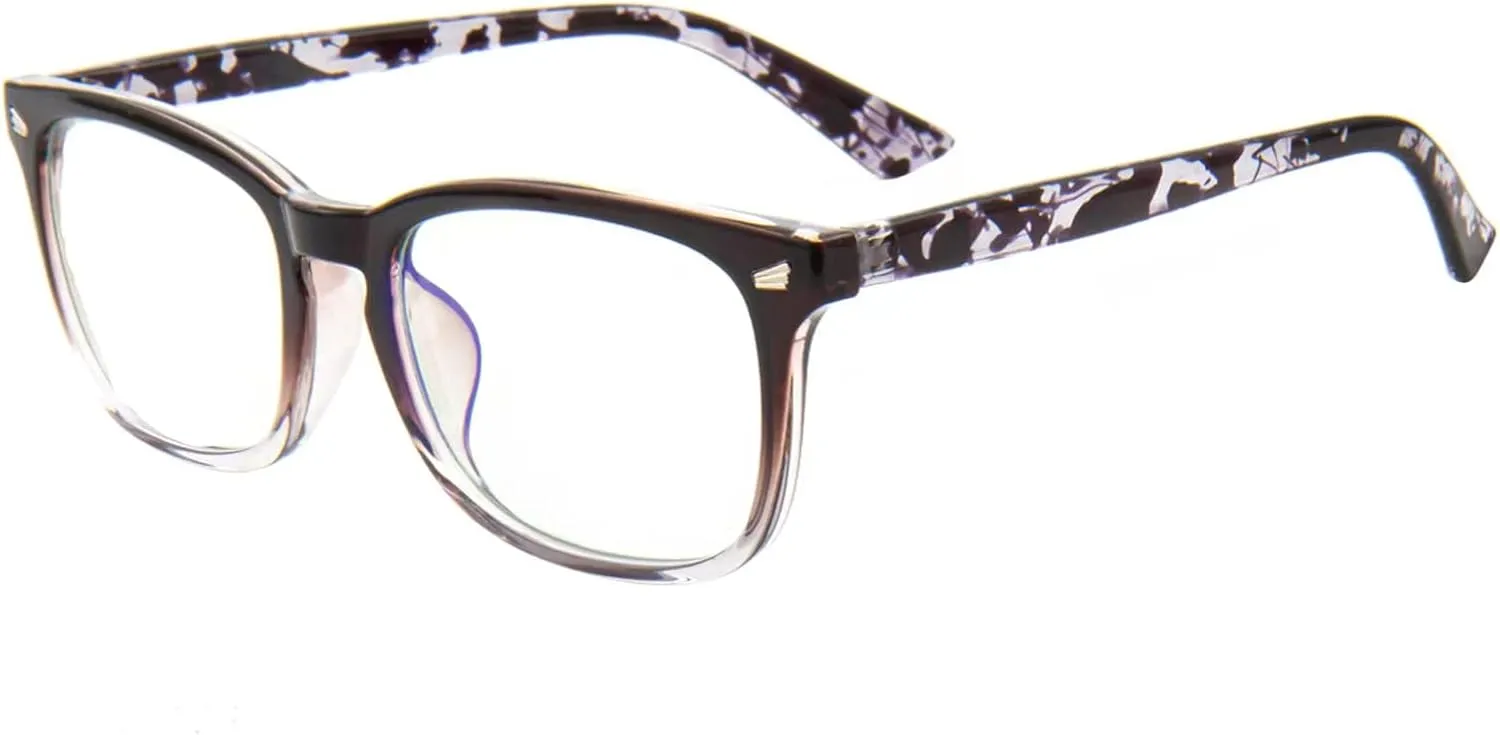 MAXJULI Blue Light Blocking Glasses,Computer Reading/Gaming/TV/Phones Glasses for Women Men(Brown-Translucent)