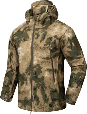 Men's Hooded Softshell Jacket Lightweight Windproof Insulated Windbreaker Fleece Lined Jackets Trendy Slim Camo Coats