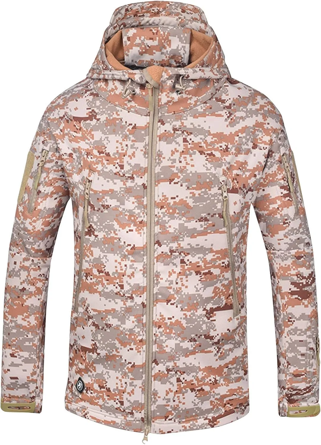 Men's Hooded Softshell Jacket Lightweight Windproof Insulated Windbreaker Fleece Lined Jackets Trendy Slim Camo Coats