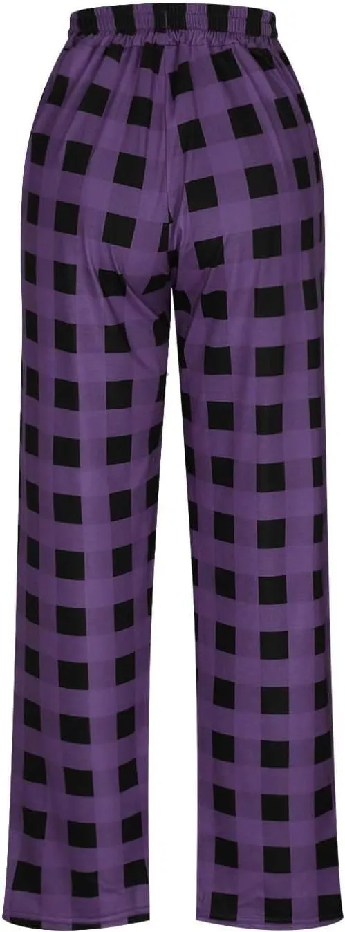 Men's Plaid Pajama Pants,Cotton Flannel Plaid Lounge Bottoms Elastic Waist Drawstring Casual Trousers with Pocket