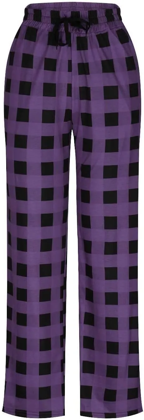 Men's Plaid Pajama Pants,Cotton Flannel Plaid Lounge Bottoms Elastic Waist Drawstring Casual Trousers with Pocket