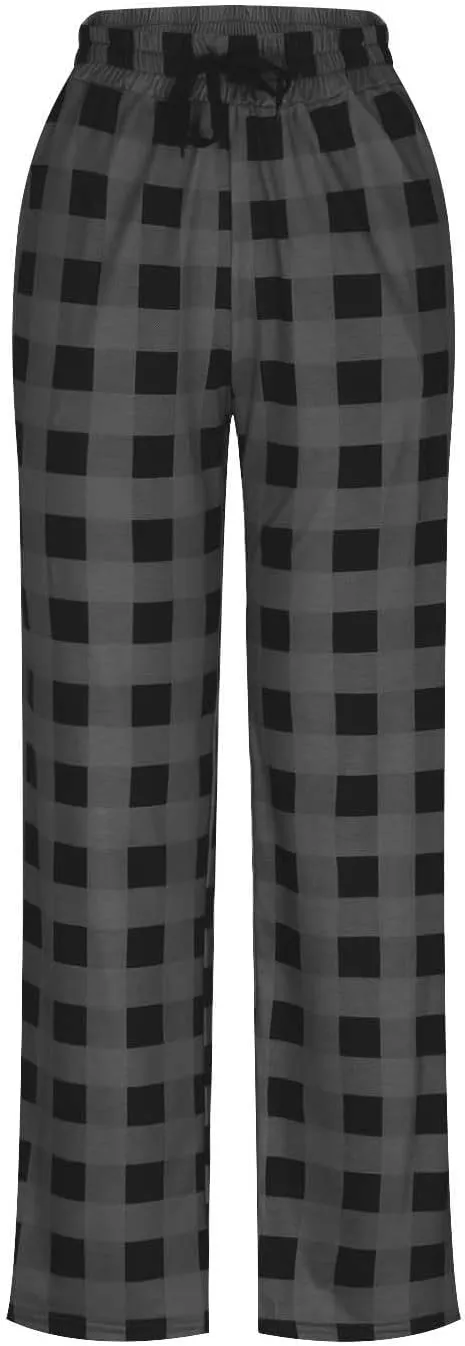 Men's Plaid Pajama Pants,Cotton Flannel Plaid Lounge Bottoms Elastic Waist Drawstring Casual Trousers with Pocket