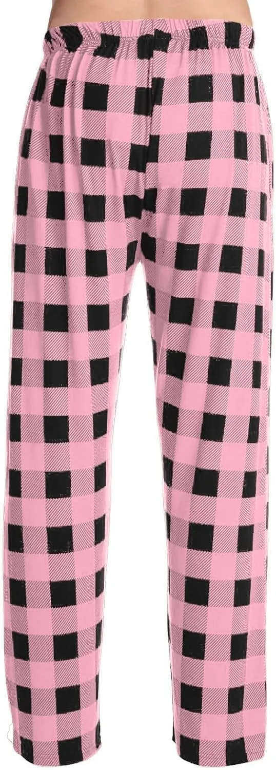 Men's Plaid Pajama Pants,Cotton Flannel Plaid Lounge Bottoms Elastic Waist Drawstring Casual Trousers with Pocket