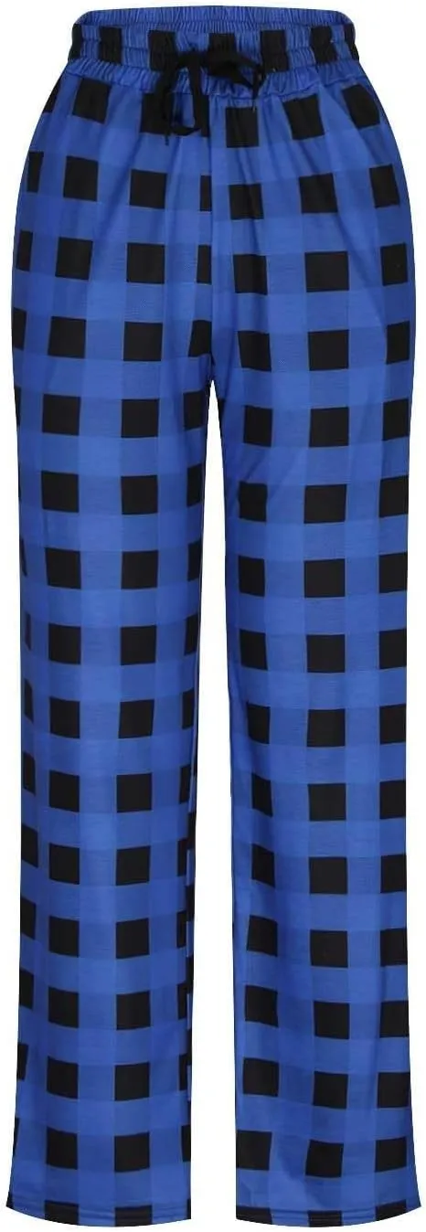 Men's Plaid Pajama Pants,Cotton Flannel Plaid Lounge Bottoms Elastic Waist Drawstring Casual Trousers with Pocket