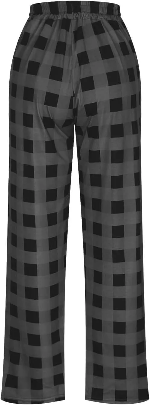 Men's Plaid Pajama Pants,Cotton Flannel Plaid Lounge Bottoms Elastic Waist Drawstring Casual Trousers with Pocket