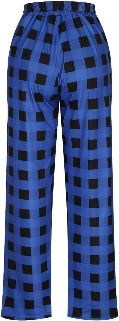 Men's Plaid Pajama Pants,Cotton Flannel Plaid Lounge Bottoms Elastic Waist Drawstring Casual Trousers with Pocket