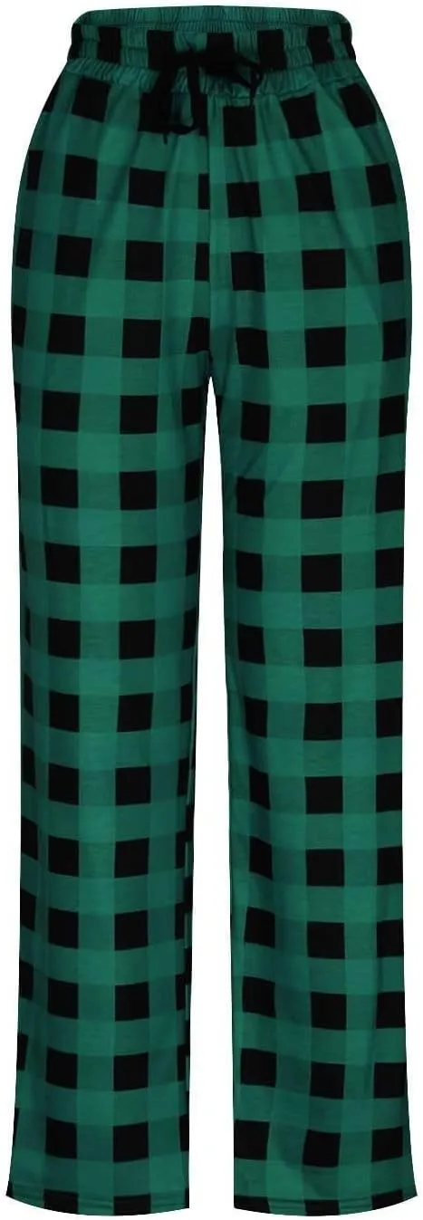 Men's Plaid Pajama Pants,Cotton Flannel Plaid Lounge Bottoms Elastic Waist Drawstring Casual Trousers with Pocket