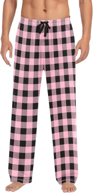 Men's Plaid Pajama Pants,Cotton Flannel Plaid Lounge Bottoms Elastic Waist Drawstring Casual Trousers with Pocket