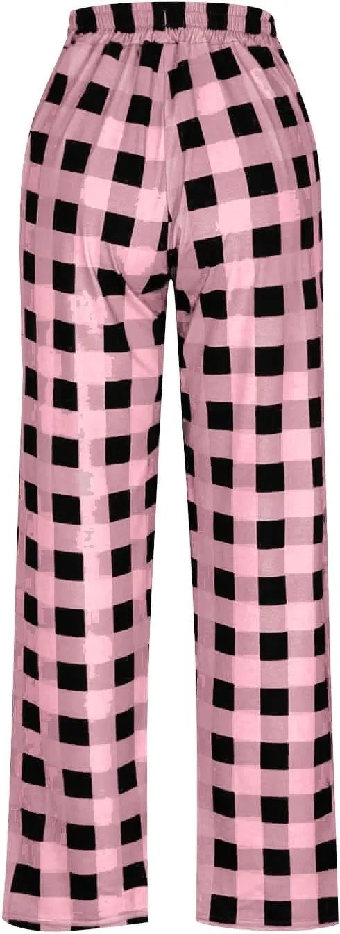 Men's Plaid Pajama Pants,Cotton Flannel Plaid Lounge Bottoms Elastic Waist Drawstring Casual Trousers with Pocket