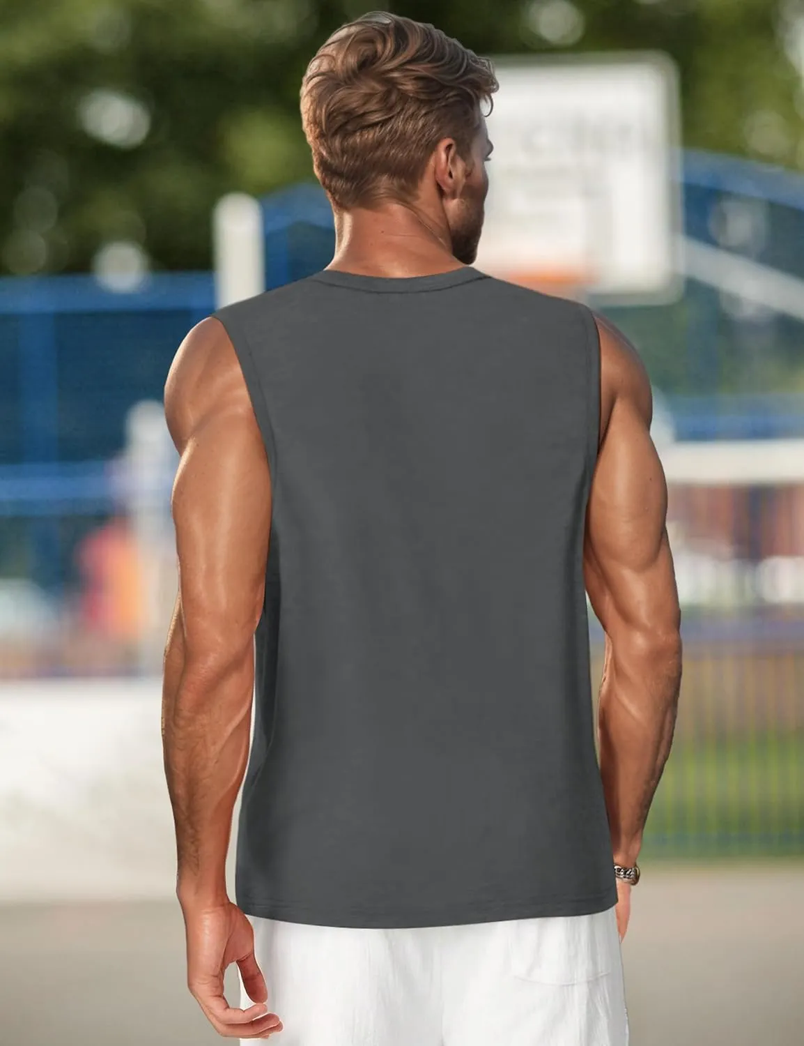 Men's Tank Tops Graphic Tank Tops for Men Summer Hawaiian Palm Tree Sleeveless Muscle Gym Shirt Mens Beach Tank Tops