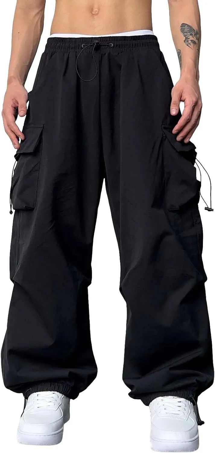 Men's Tracksuit Pant Casual Vintage Joggers Outdoor Sweatpants Zip Pockets Stretch Waist Cargo Combat Pant
