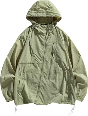 Men's UPF 50  Sun Protection Outdoor Lightweight Full Zip Hoodie Jacket Long Sleeve Fishing Hiking Performance Jackets