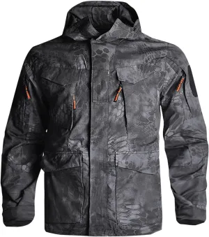 Men's Waterproof Rain Jacket Lightweight Casual Multi-Pockets Camo Softshell Coat for Outdoor,Hiking,Golf,Travel