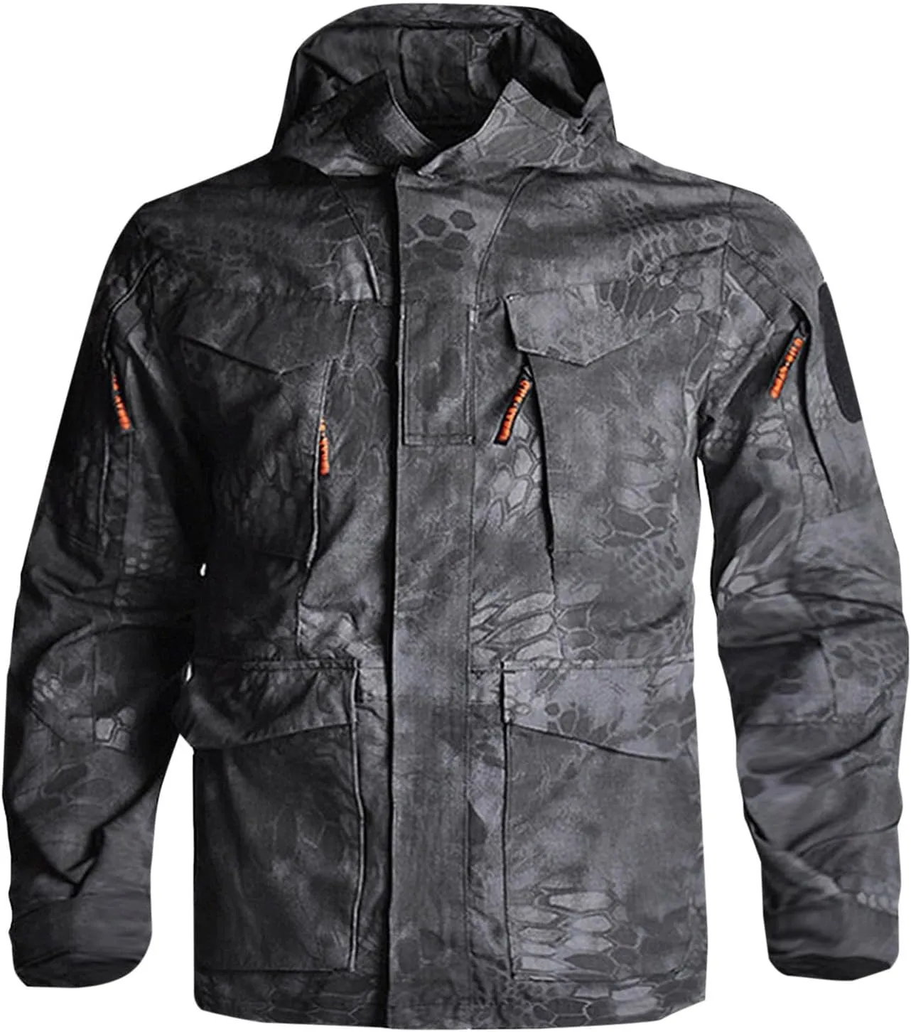 Men's Waterproof Rain Jacket Lightweight Casual Multi-Pockets Camo Softshell Coat for Outdoor,Hiking,Golf,Travel
