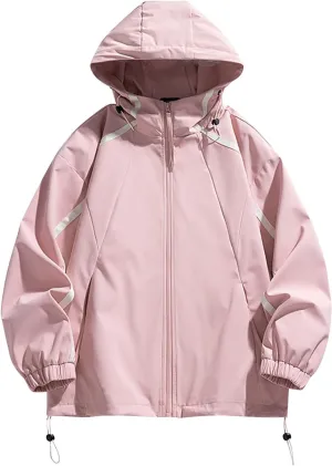 Mens Windproof Jacket Waterproof Lightweight Mountain Sport Jackets for Men Outdoor Loose Hooded Windbreaker Raincoat