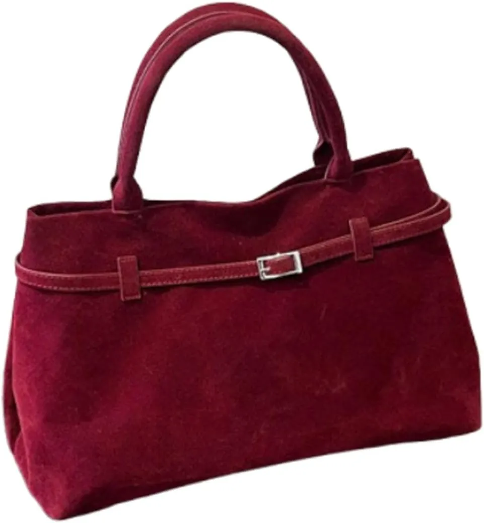 Modavo Suede Tote Bag,Faux Suede Bag Shoulder Hobo Bag Handbag,Women's Large Brown Top-Handle Work Handbag