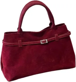 Modavo Suede Tote Bag,Faux Suede Bag Shoulder Hobo Bag Handbag,Women's Large Brown Top-Handle Work Handbag