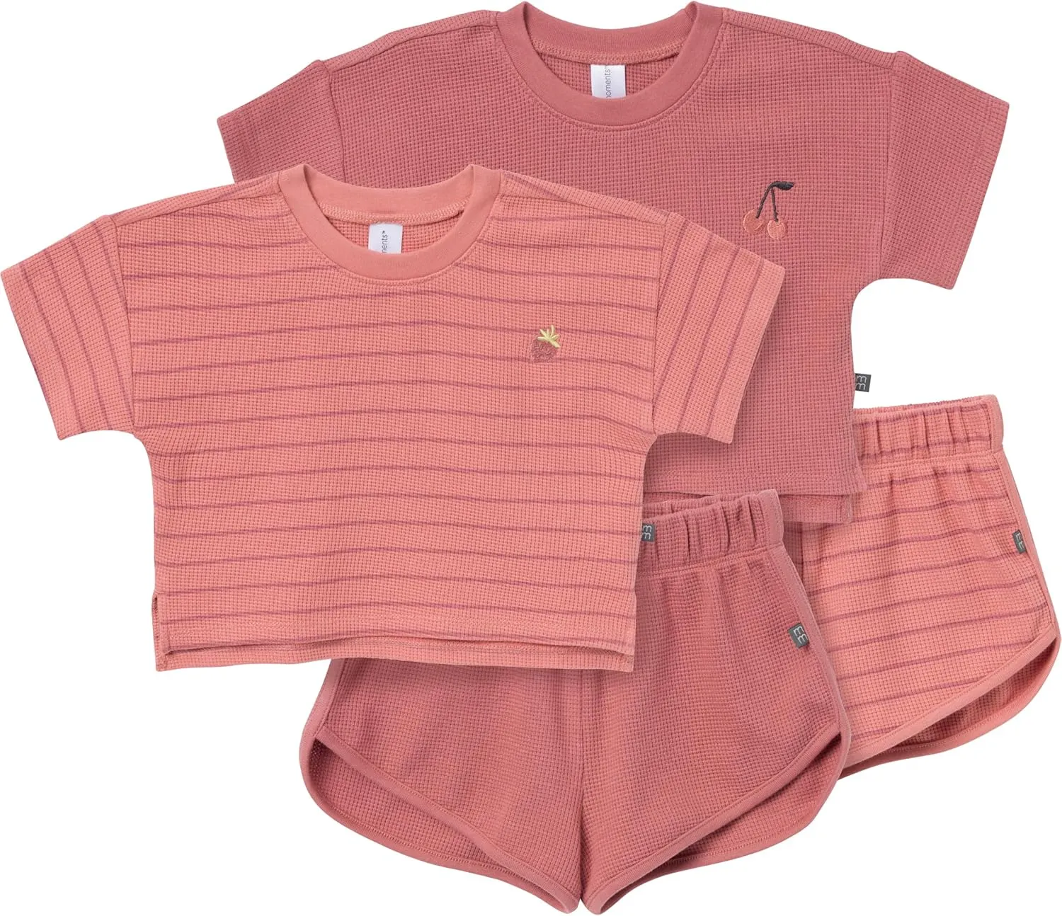 Modern Moments by Gerber Baby Girls 4-piece Set (2 Boxy Crop Tops & 2 Dolphin Shorts)