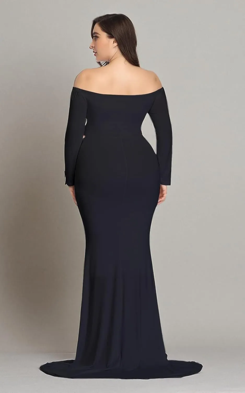 Mommy Jennie Long Sleeve Maternity Dress for Photoshoot Stretchy Pregnancy Fitted Gowns for Baby Shower