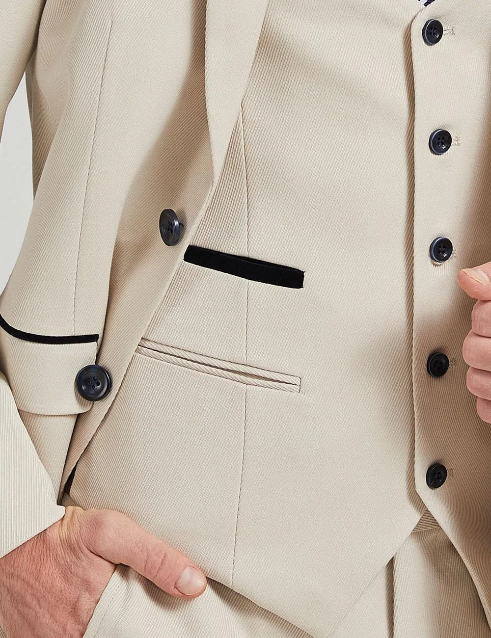 MoranX Men's Suits Slim Fit 3 Piece Wool Twill Formal Jacket Waistcoat Trousers Wedding Blazer Party
