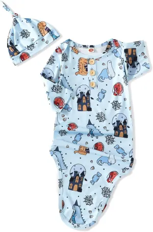 Newborn Knotted Gown Soft Cotton Baby Set Floral Onesie Girls and Boys Sleeper Nightgown