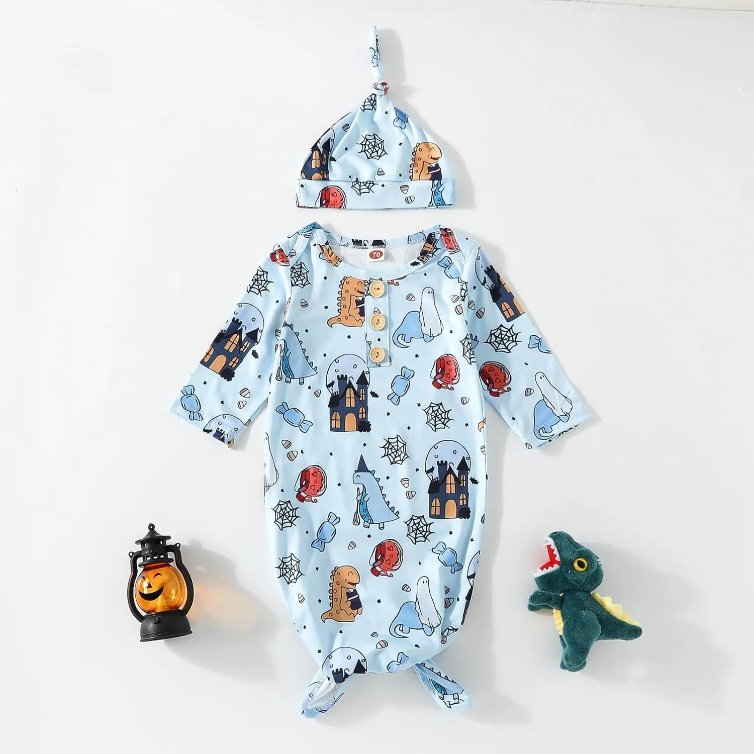 Newborn Knotted Gown Soft Cotton Baby Set Floral Onesie Girls and Boys Sleeper Nightgown