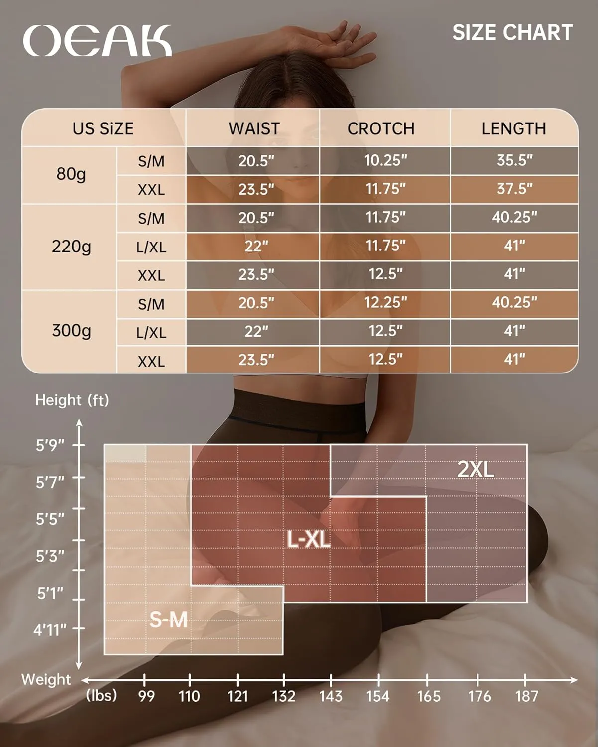 OEAK Womens 2 Pack Fleece Lined Tights Fake Translucent Pantyhose Thermal Opaque High Waisted Leggings Footed Sheer Tights
