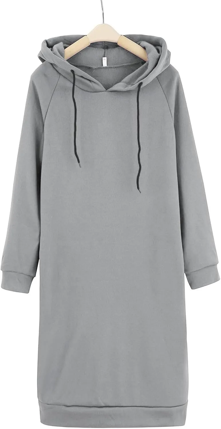 Oversized Hoodie Dress for Women Fleece Hooded Sweatshirt Dress with Pockets Casual Cute Preppy Tunic Mini Dresses