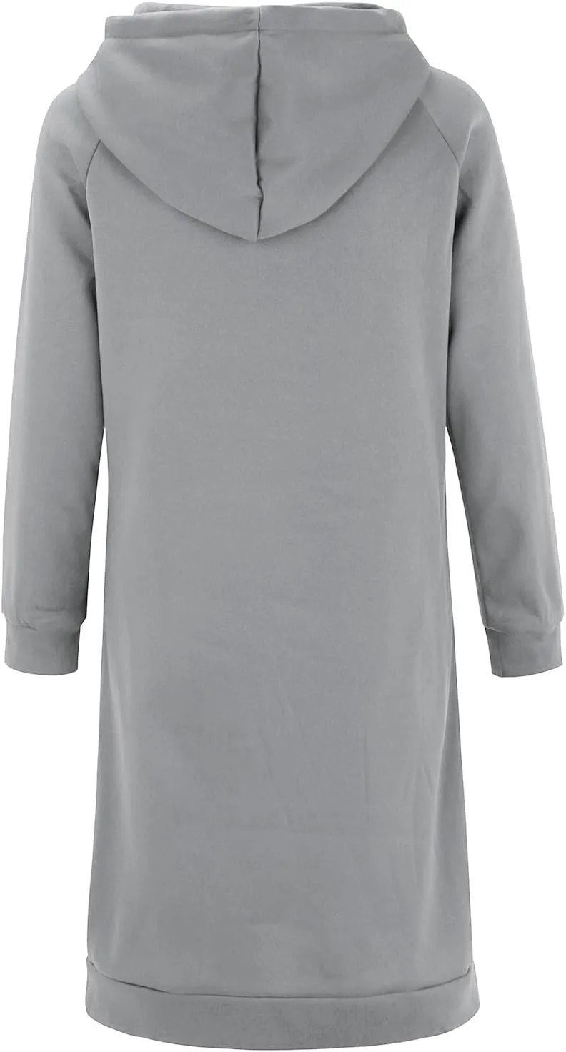 Oversized Hoodie Dress for Women Fleece Hooded Sweatshirt Dress with Pockets Casual Cute Preppy Tunic Mini Dresses
