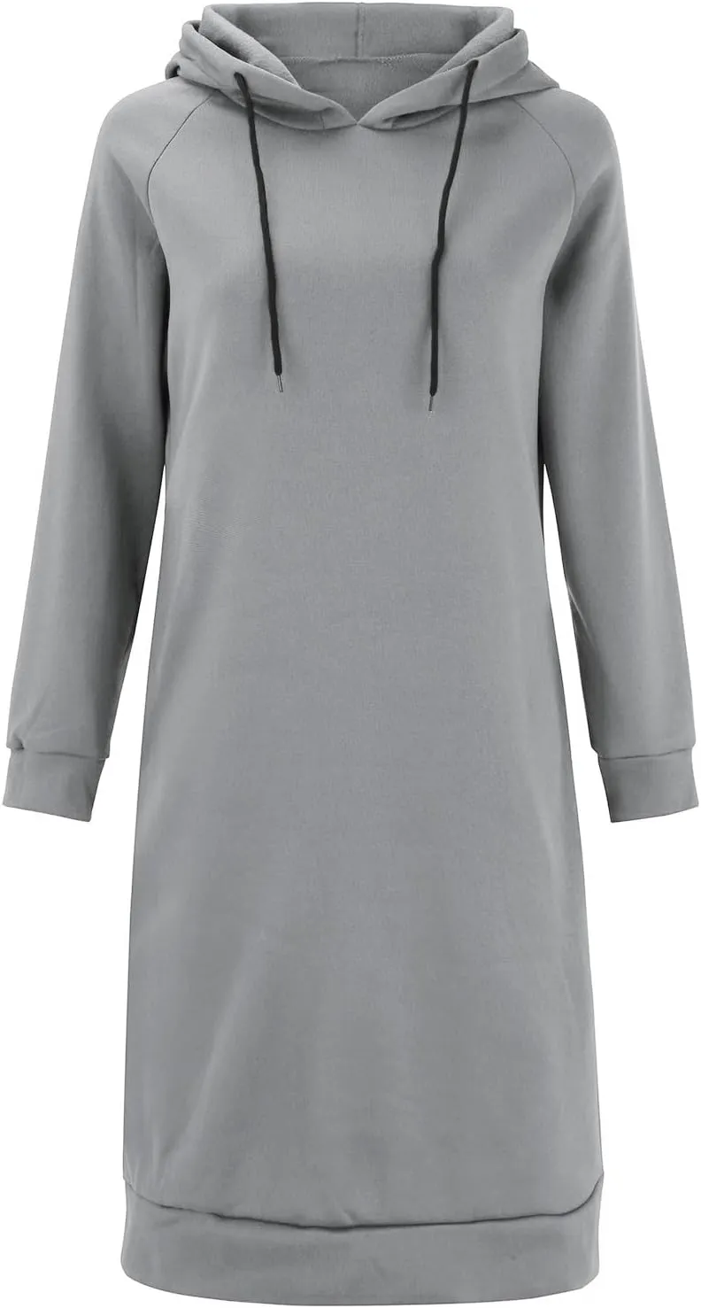 Oversized Hoodie Dress for Women Fleece Hooded Sweatshirt Dress with Pockets Casual Cute Preppy Tunic Mini Dresses