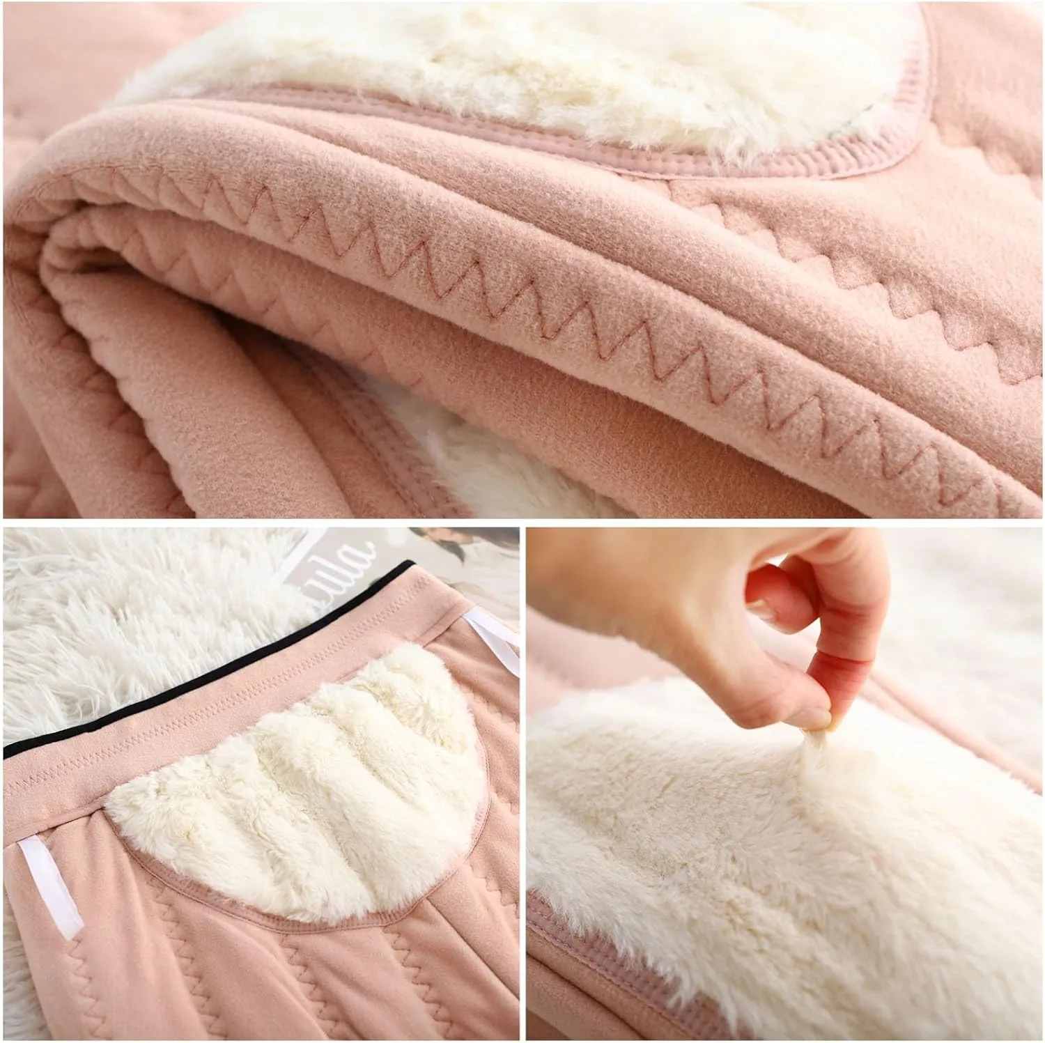 Plus Size Thermal Leggings Women High Waisted Tummy Control Tights Knee Pads Thick Warm Stretchy Fleece Lined Pants