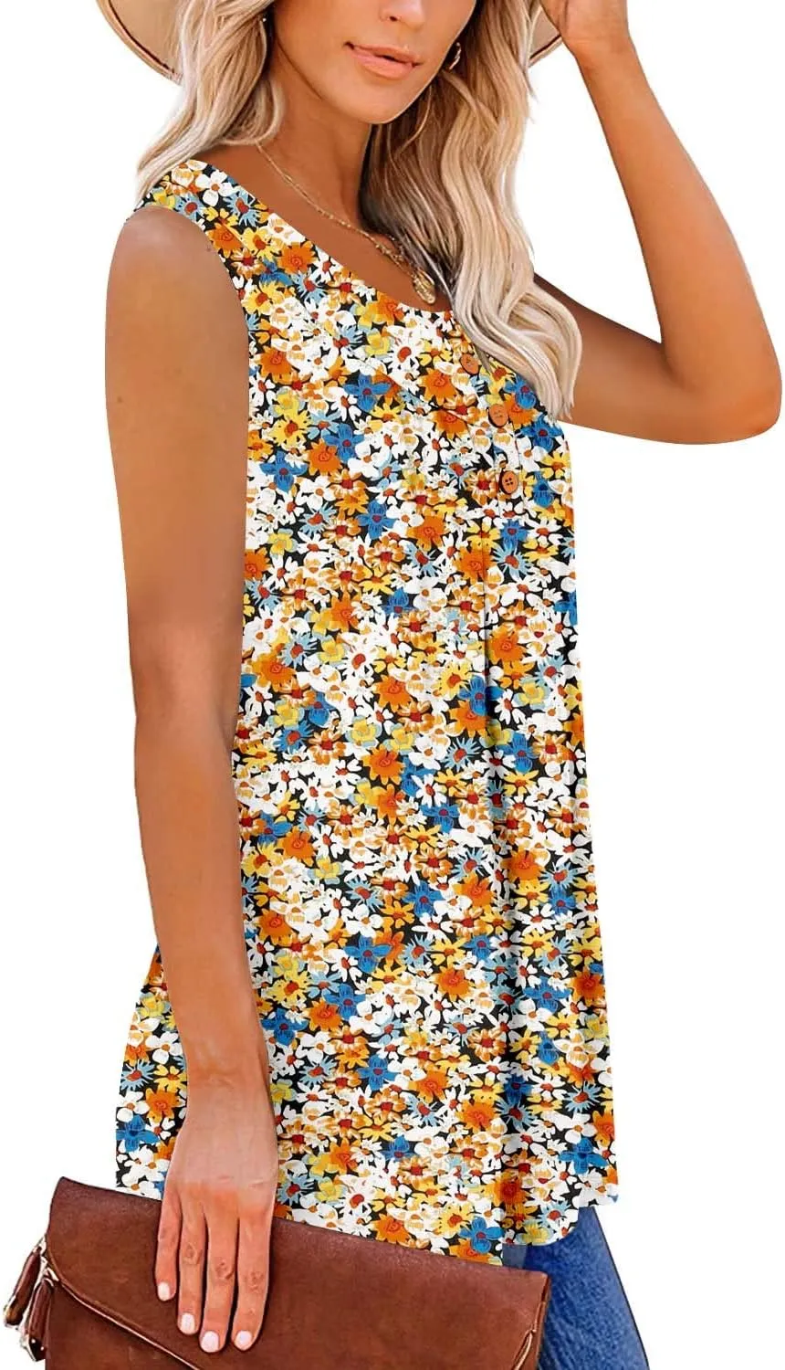 ROSELINLIN Womens Tank Tops and Short Sleeve Floral Summer Tops