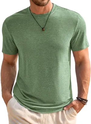 Runcati Mens Short Sleeve T-Shirts Classic Crew Neck Casual Shirt Summer Basic Lightweight Fashion Moisture Wicking Tees