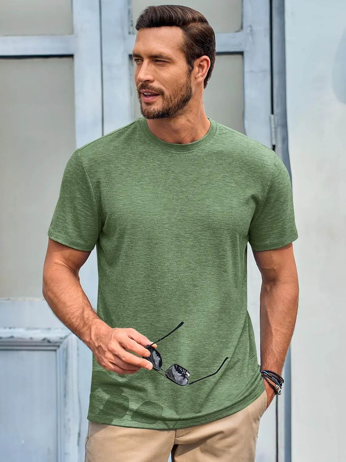 Runcati Mens Short Sleeve T-Shirts Classic Crew Neck Casual Shirt Summer Basic Lightweight Fashion Moisture Wicking Tees