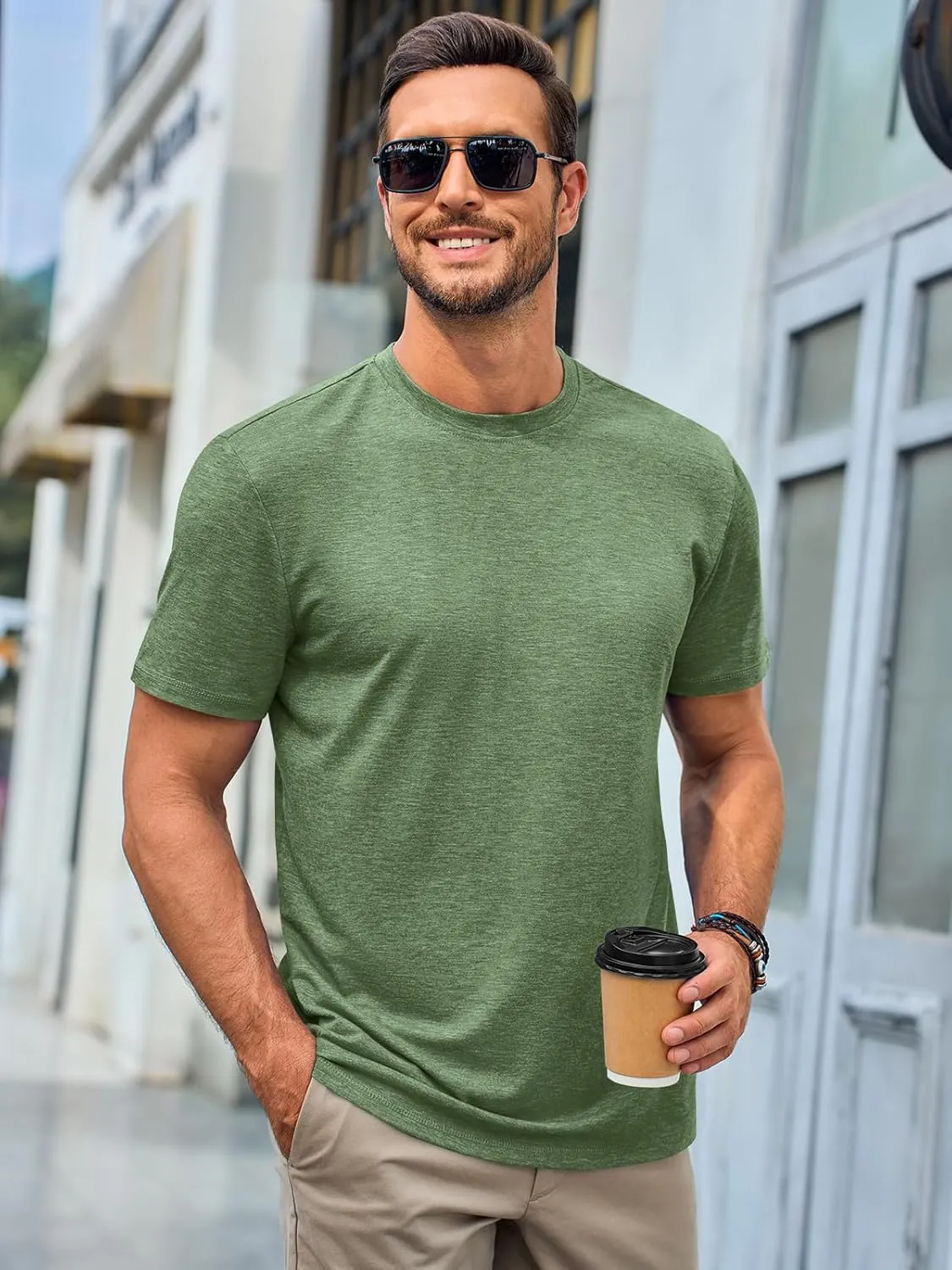 Runcati Mens Short Sleeve T-Shirts Classic Crew Neck Casual Shirt Summer Basic Lightweight Fashion Moisture Wicking Tees