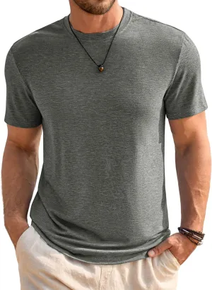 Runcati Mens Short Sleeve T-Shirts Classic Crew Neck Casual Shirt Summer Basic Lightweight Fashion Moisture Wicking Tees