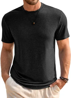 Runcati Mens Short Sleeve T-Shirts Classic Crew Neck Casual Shirt Summer Basic Lightweight Fashion Moisture Wicking Tees