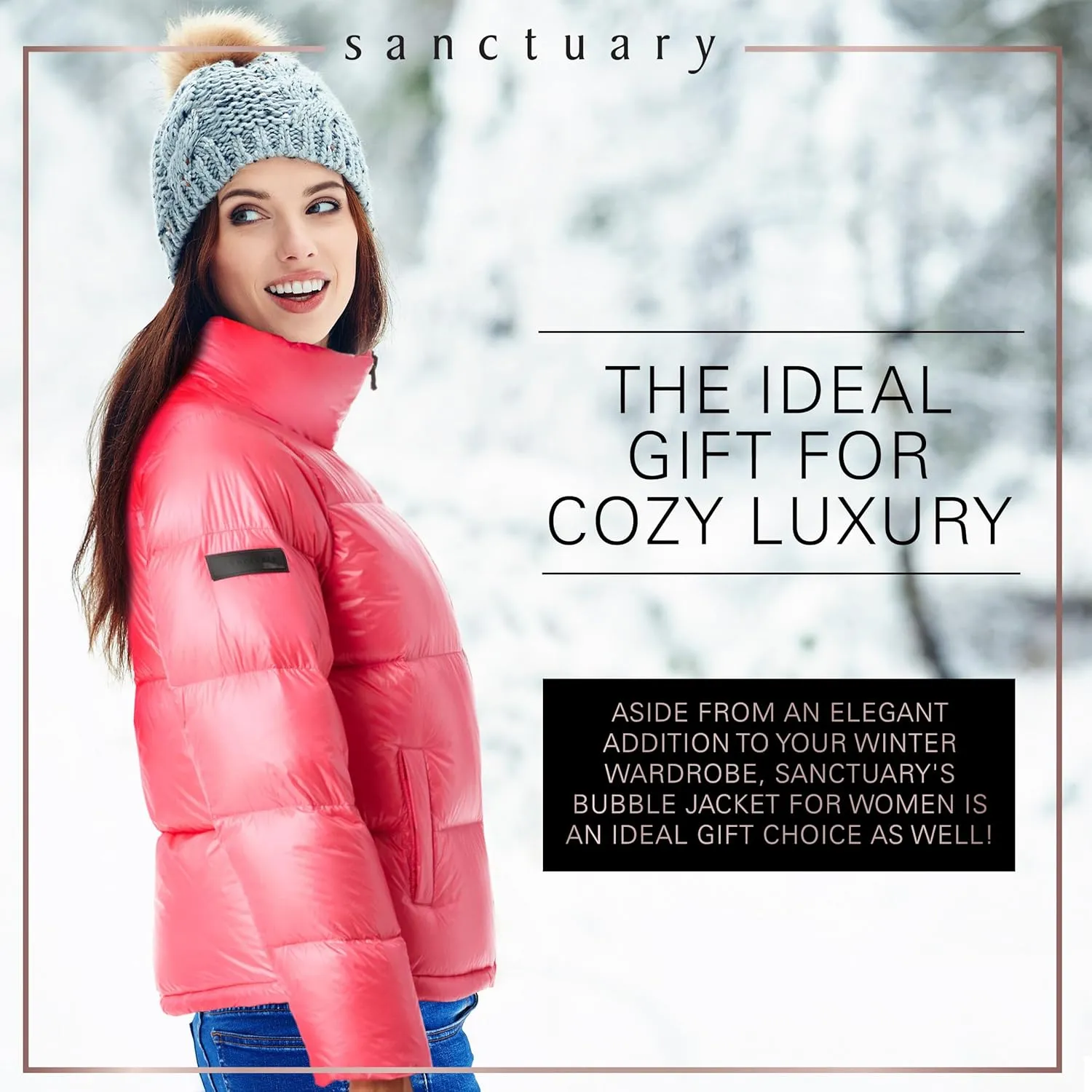 Sanctuary Short Winter Jackets for Women - Down Puffer Jacket Women with Stand Collar, Storm Cuffs, & Front Pockets