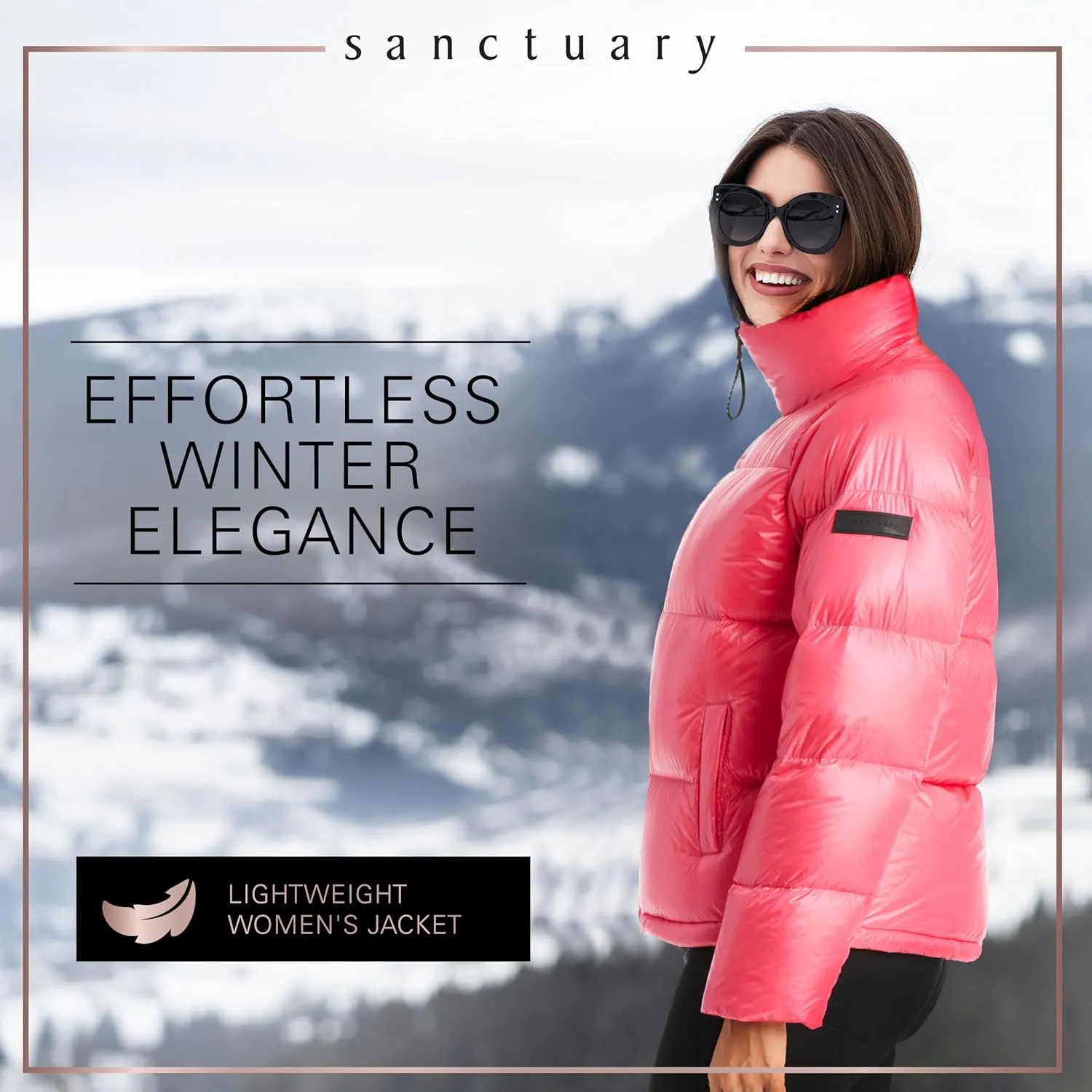 Sanctuary Short Winter Jackets for Women - Down Puffer Jacket Women with Stand Collar, Storm Cuffs, & Front Pockets