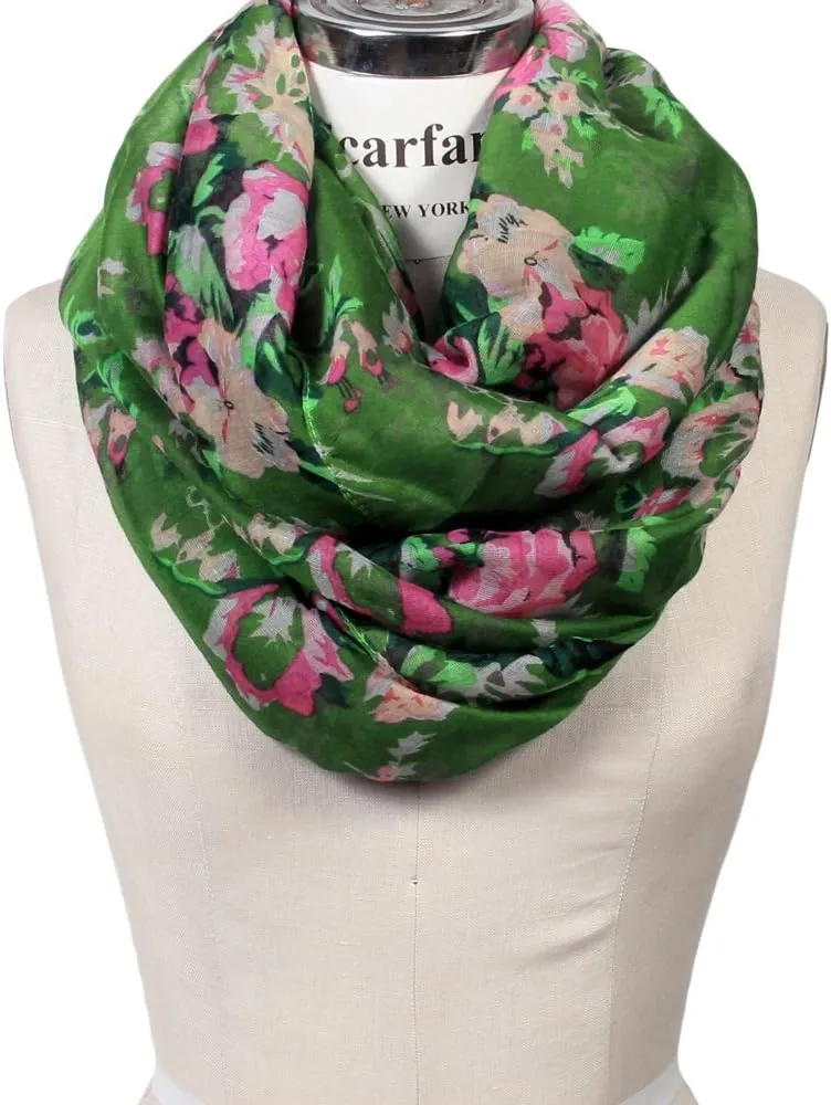 Scarfand's Romantic Rose Prints & Floral Patterns Lightweight Infinity Fashion Scarves Wraps