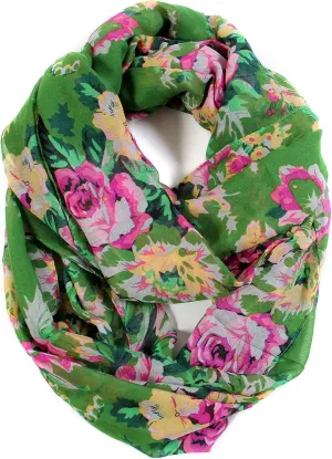 Scarfand's Romantic Rose Prints & Floral Patterns Lightweight Infinity Fashion Scarves Wraps