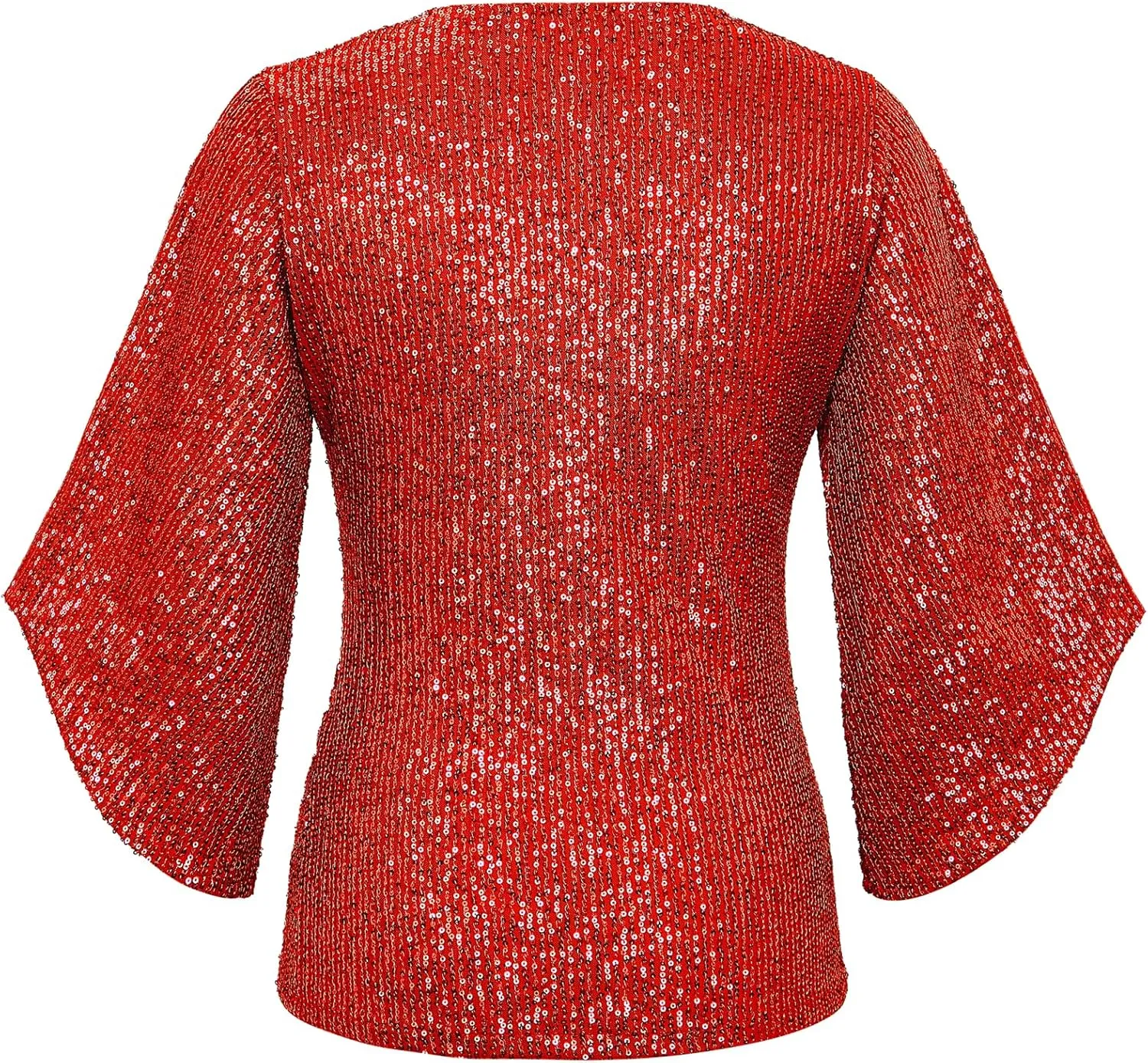 Sequin Tops for Women 3/4 Sleeve Blouse for Women Dressy Sparkly Tops V Neck Outfits for Party Glitter Tops