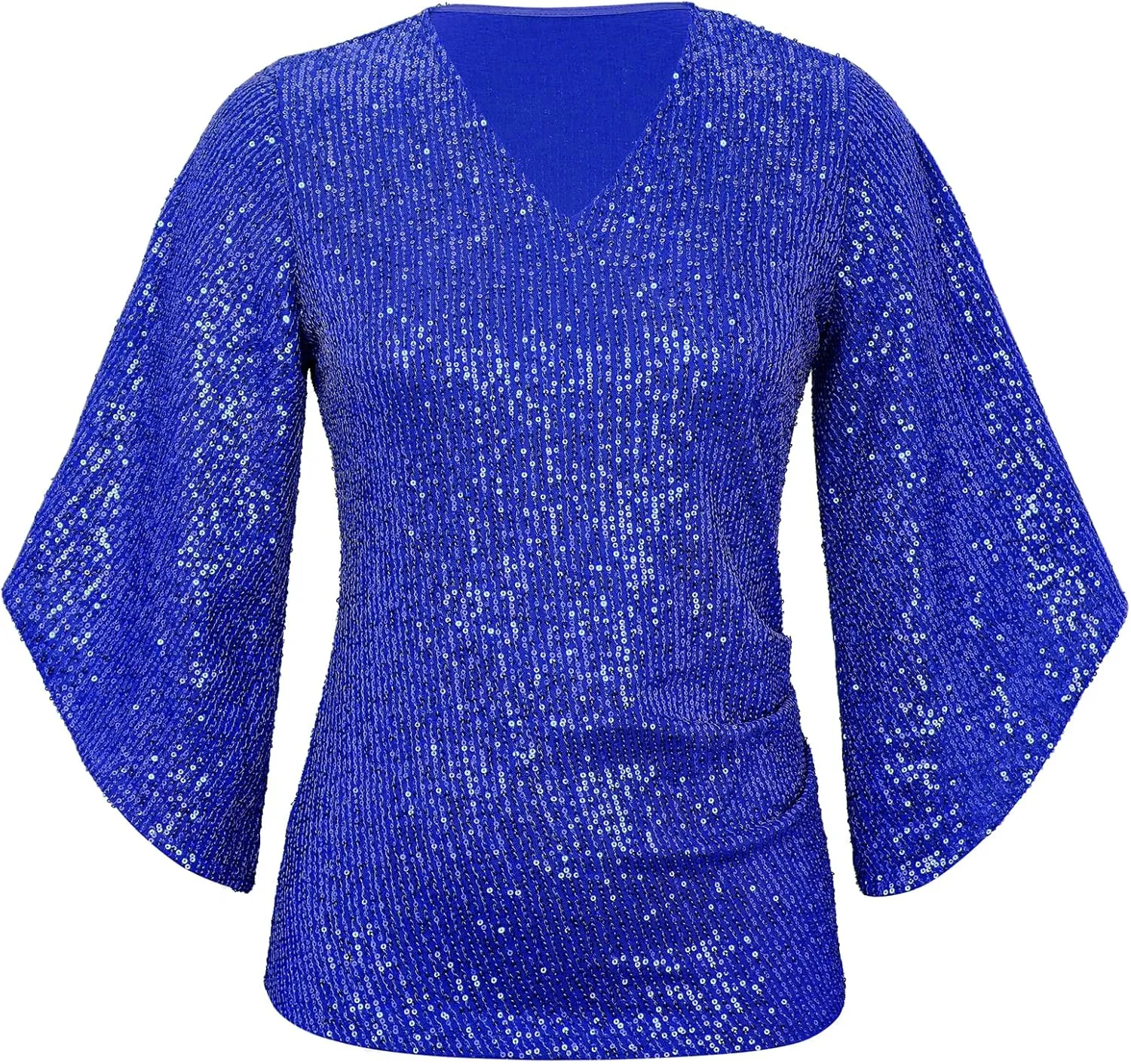 Sequin Tops for Women 3/4 Sleeve Blouse for Women Dressy Sparkly Tops V Neck Outfits for Party Glitter Tops