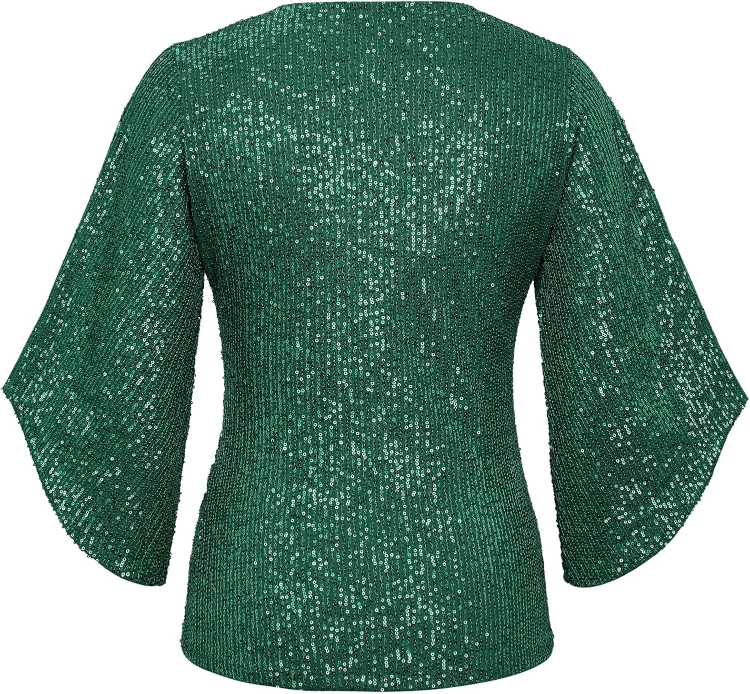 Sequin Tops for Women 3/4 Sleeve Blouse for Women Dressy Sparkly Tops V Neck Outfits for Party Glitter Tops