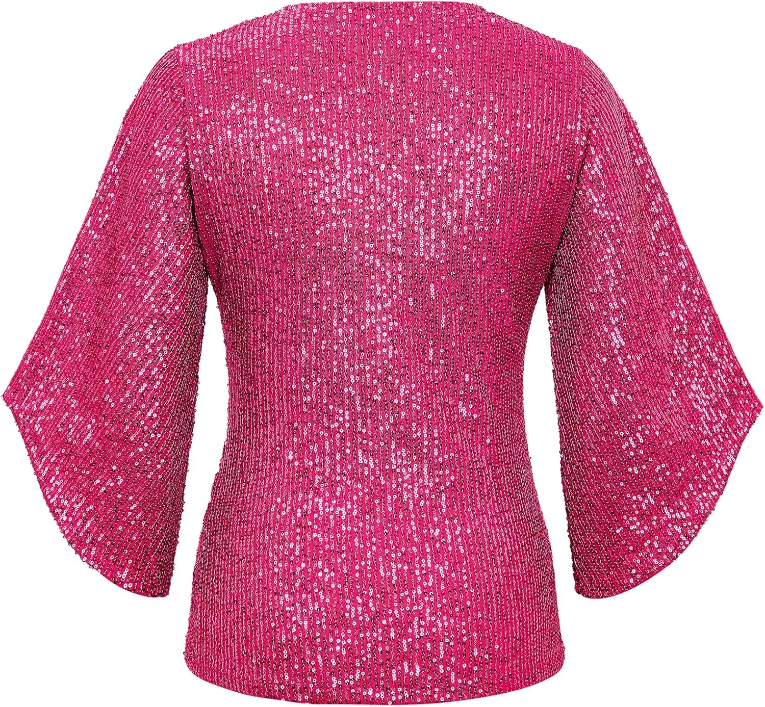 Sequin Tops for Women 3/4 Sleeve Blouse for Women Dressy Sparkly Tops V Neck Outfits for Party Glitter Tops