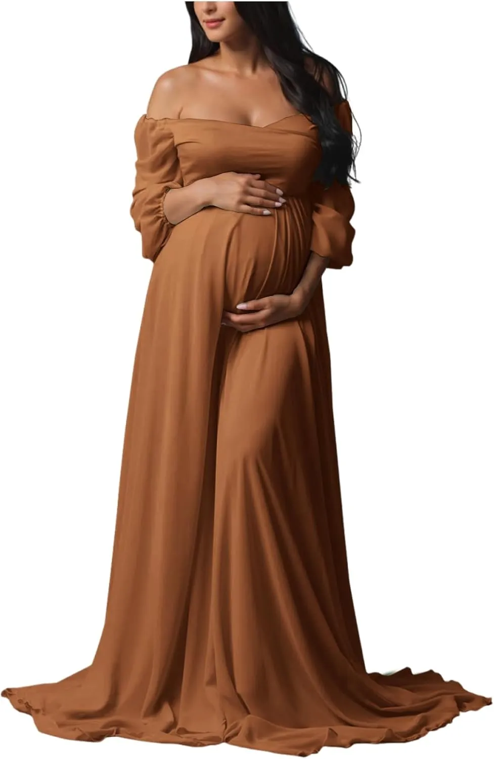 Sevintage Maternity Dress for Photoshoot Long Sleeve Chiffon Elegant Pregnancy Dresses Baby Shower Gowns