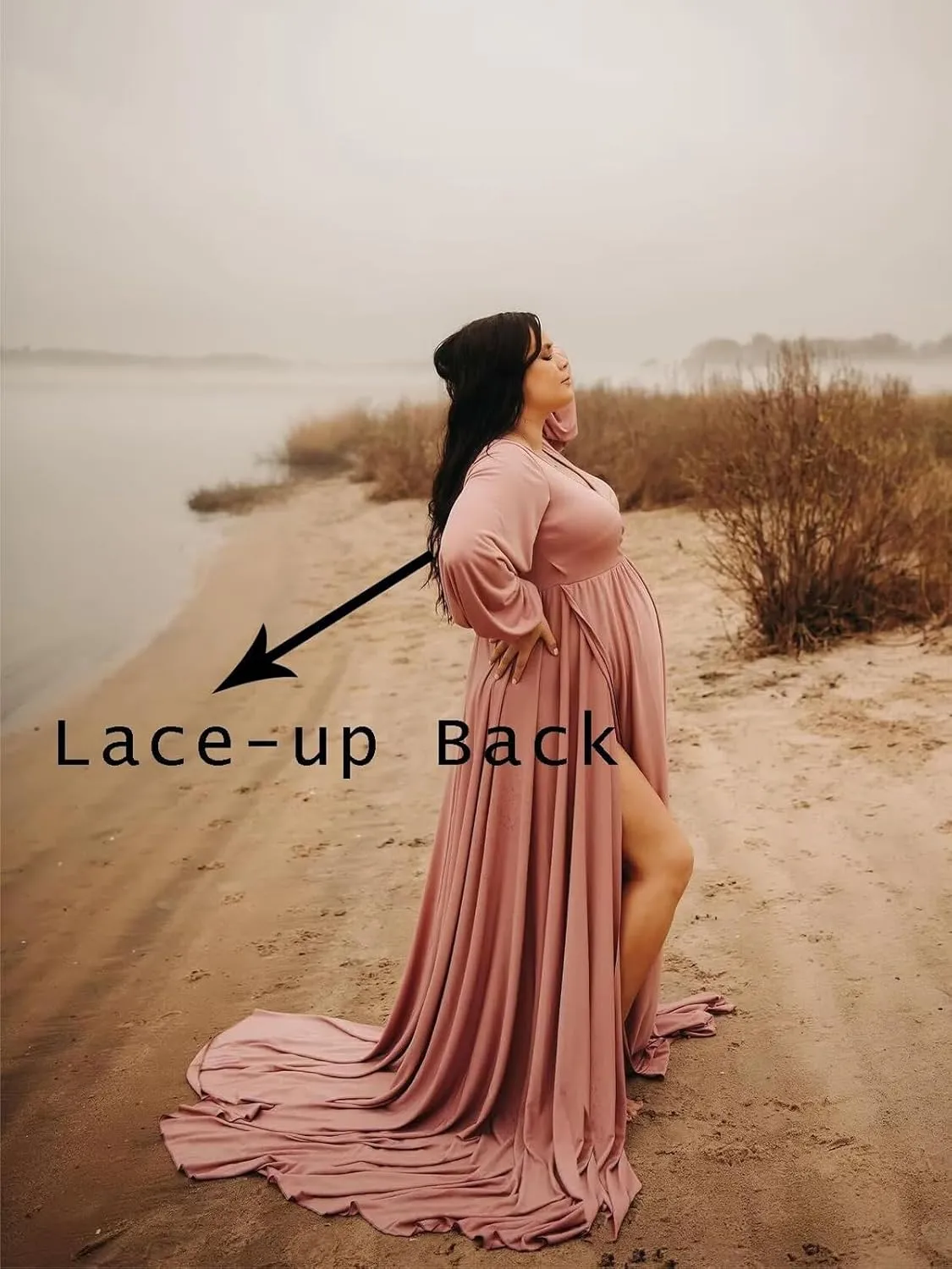 Sevintage Maternity Dress for Photoshoot Long Sleeve Chiffon Elegant Pregnancy Dresses Baby Shower Gowns