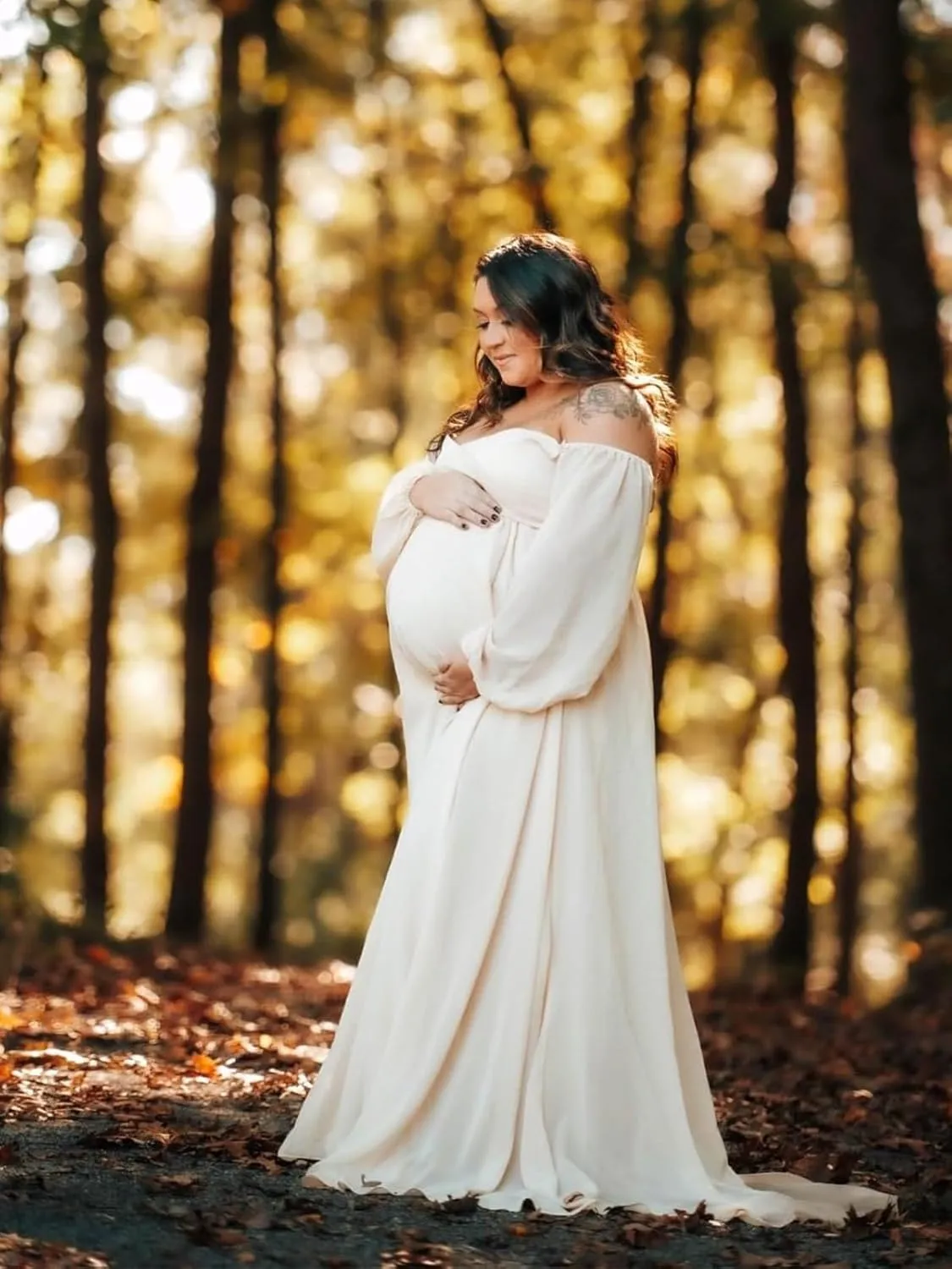Sevintage Maternity Dress for Photoshoot Long Sleeve Chiffon Elegant Pregnancy Dresses Baby Shower Gowns