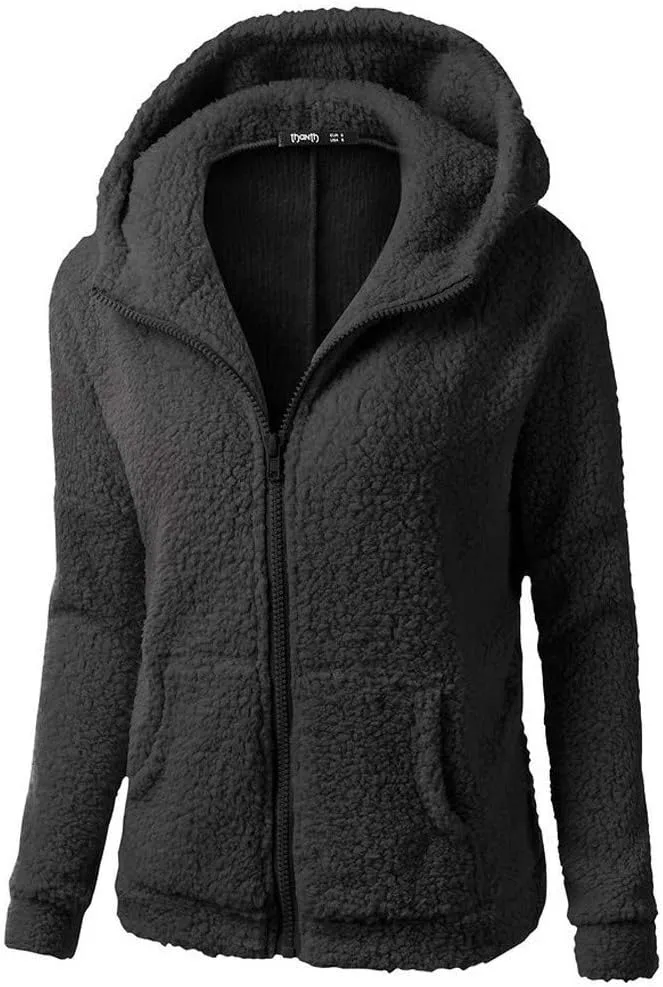 Sherpa Jacket Women 2024 Plus Size Fuzzy Fleece Fall Winter Coats Comfy Warm Zip Up Hoodies Cute Outwear with Pockets