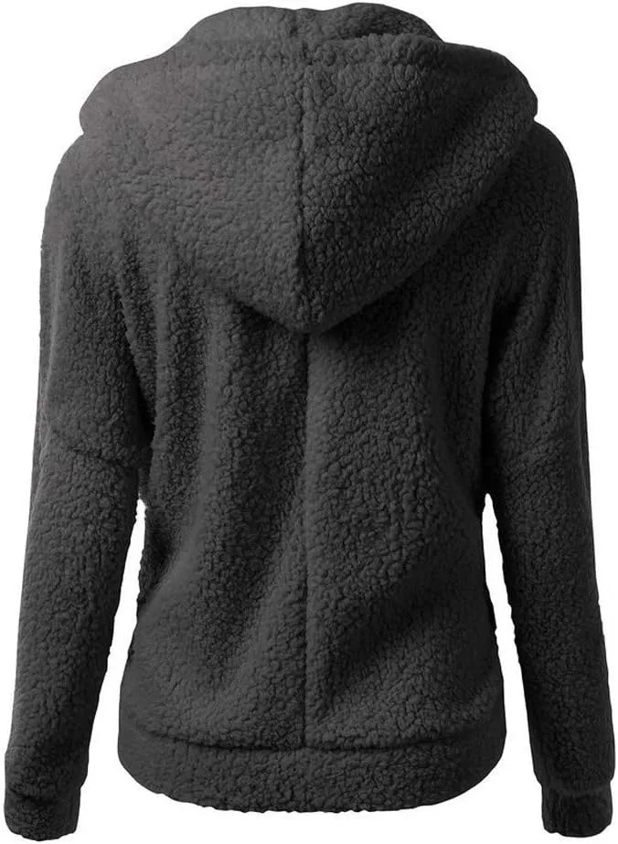 Sherpa Jacket Women 2024 Plus Size Fuzzy Fleece Fall Winter Coats Comfy Warm Zip Up Hoodies Cute Outwear with Pockets